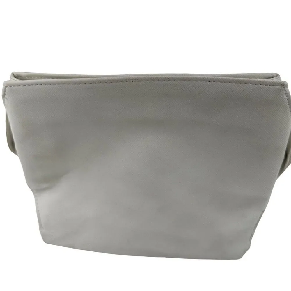 Dior Beauty Cosmetic Bag White Vegan Leather Snap Close Small Travel Bag Clutch